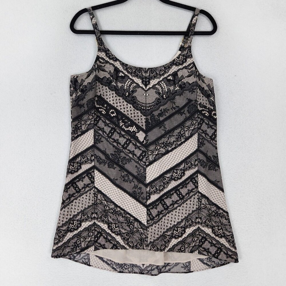 Cabi Shirt Womens Small Black Cream Monaco Cami Tank Top Scoop Neck Classic